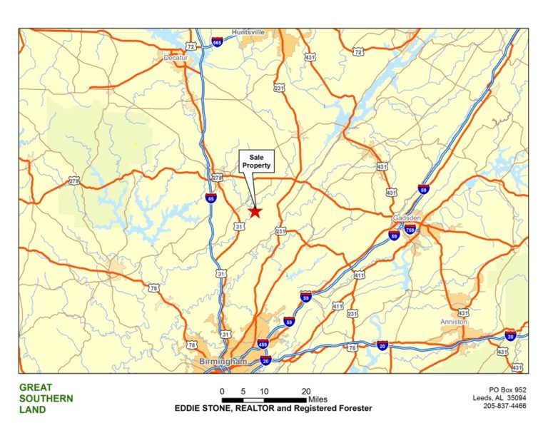 Blue Springs and the Warrior River locator smaller Alabama Land For Sale